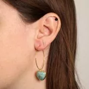 Pendentif coeur 18x16 mm pierre gemme & oxyde de zirconium - Doré - Prehnite x1