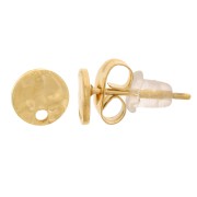 Clous d'oreilles ronds martelés 6 mm avec un trou - Acier inoxydable 316L Doré x2|raw }}