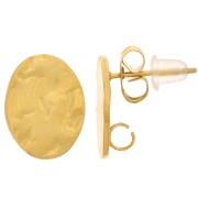 Clous d'oreilles ovales martelés 13x10mm - anneau ouvert - Acier inox 316L Doré x2|raw }}