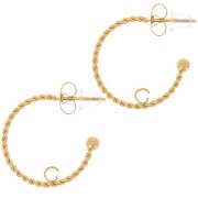 Créoles ouverte torsadées 20 mm avec anneau ouvert - Acier Inoxydable 304L Doré x2