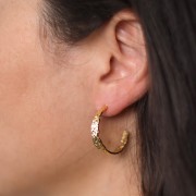 Créoles larges irrégulières martelées 26 mm - Acier inoxydable 316L Doré x2