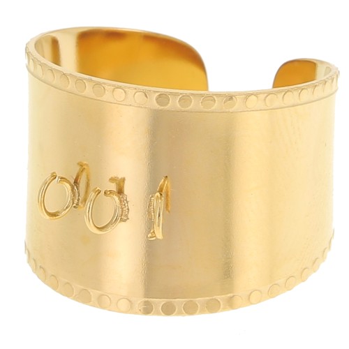 Bague large réglable - 3 anneaux ouverts - T.52 à 58 - Acier inoxydable 316L Doré