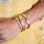 Bracelet jonc ovale tressé - réglable 8x165 mm - Acier inoxydable 316L Doré