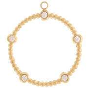 Pendentifs rond petite boules et oxydes zirconium 22 mm - Acier inox 316L Doré x2|raw }}