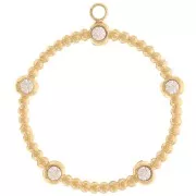 Pendentifs rond petite boules et oxydes zirconium 22 mm - Acier inox 316L Doré x2