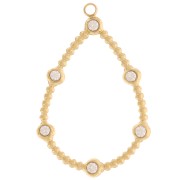 Pendentifs goutte petite boules & oxydes zirconium 30x20mm Acier inox 316L Doré x2