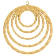 Pendentifs cercle ajouré texturé 33 mm - Acier inoxydable 316L Doré x2
