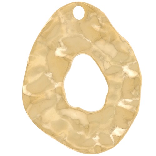 Pendentifs goutte irrégulier martelé 31x25 mm - Acier inoxydable 316L Doré x2