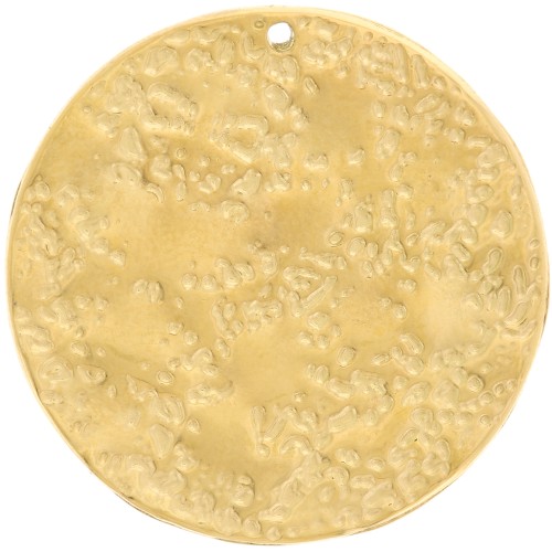 Pendentif rond martelé 25.5 mm - Acier inoxydable 316L Doré x1
