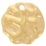 Pendentif rond irregulier martelé 19 mm - Acier inoxydable 304L Doré x1