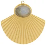 Pendentif ethnique effet plissé 27x28mm pour cabochon 10x8 mm Acier inox 316L Doré
