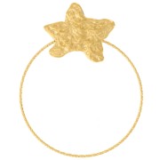 Pendentif étoile de mer martelé et cercle diamanté 50x40 mm - Acier inox 304L Doré