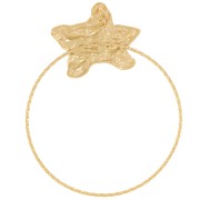 Pendentif étoile de mer martelé et cercle diamanté 50x40 mm - Acier inox 304L Doré