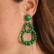 Cabochon rond 14 mm en résine transparente - Vert marbré x1