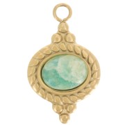 Breloque ethnique 22x13 mm pour cabochon 8x6 mm - Acier inoxydable 316L Doré x1