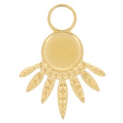 Breloque ethnique texturée 13x10 mm pour cabochon 4 mm - Acier inox 316L Doré x1|raw }}