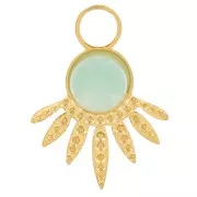 Breloque ethnique texturée 13x10 mm pour cabochon 4 mm - Acier inox 316L Doré x1