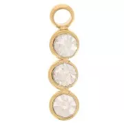 Breloque barre 11x3 mm avec 3 oxydes de zirconium - Acier inoxydable 304L Doré x1