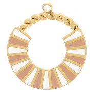 Breloque ronde design 15 mm avec résine époxy - Acier inoxydable 316L Doré x1|raw }}