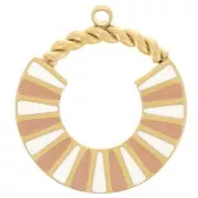 Breloque ronde design 15 mm avec résine époxy - Acier inoxydable 316L Doré x1