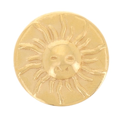 Élément rond à coller 7.5 mm - motif soleil - Acier inoxydable 304L Doré x1