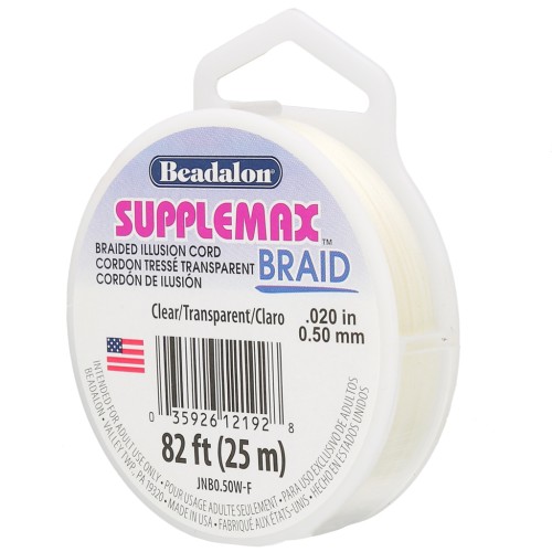 Fil nylon invisible - illusion cord Supplemax Braid 0.50 mm - Transparent x25m