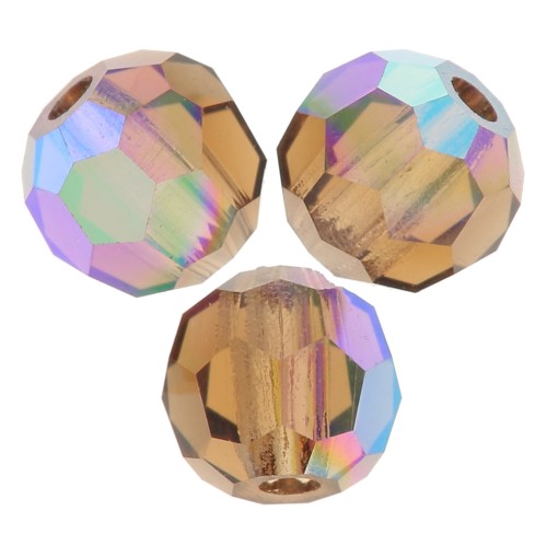 Perles rondes facettées Preciosa - Round Bead 3 mm - Smoked Topaz AB x20