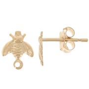 Clous d'oreilles abeille 7.5x6 mm avec anneau fermé - Gold Filled (or laminé) x2