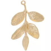 Pendentif feuilles 31 mm Doré à l'or fin x1