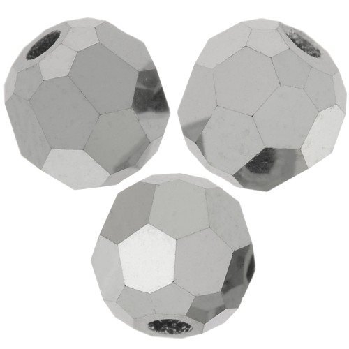 Perles rondes facettées Preciosa - Round Bead 4 mm - Jet Hematite Full x20