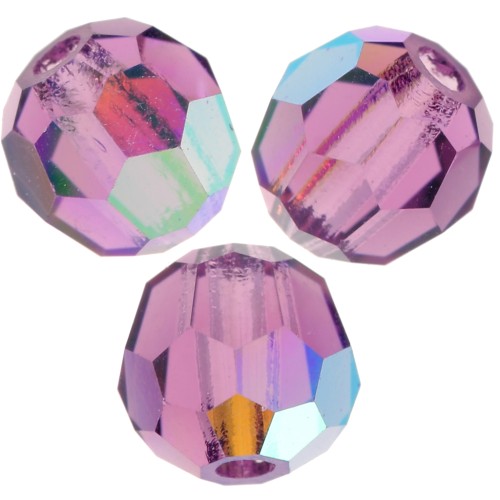 Perles rondes facettées Preciosa - Round Bead 4 mm - Amethyst AB x20