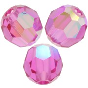Perles rondes facettées Preciosa - Round Bead 4 mm - Fuchsia AB x20