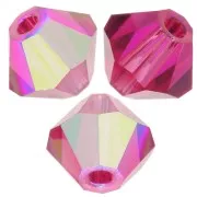 Perles toupies Preciosa - Rondelle Bead 4 mm - Fuchsia Glitter x30