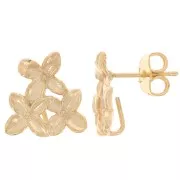 Clous d'oreilles trio de fleurs 13.2 mm Doré à l'or fin x2