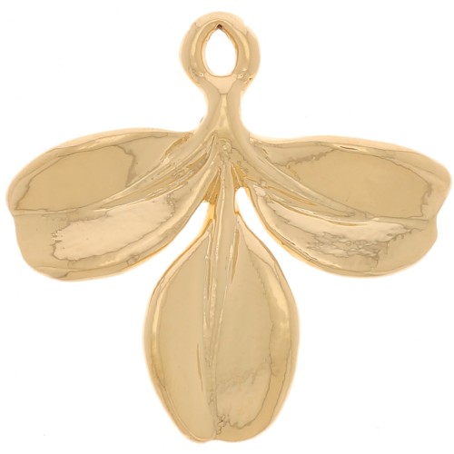 Breloque 3 feuilles 15x15.5 mm - Doré à l'or fin x1