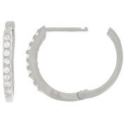 Créoles 15 mm avec oxydes de Zirconium - Argent 925 - Crystal x2|raw }}