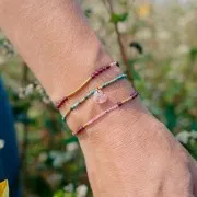 Sequin coeur 10 mm en pierre gemme teintée - Calcédoine rose x1