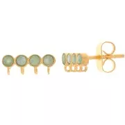 Clous d'oreilles 4 rangs 4x11.5 mm pierre gemme - Doré à l'or fin - Amazonite x2