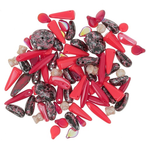 Assortiment de perles de bohème - Red x20g