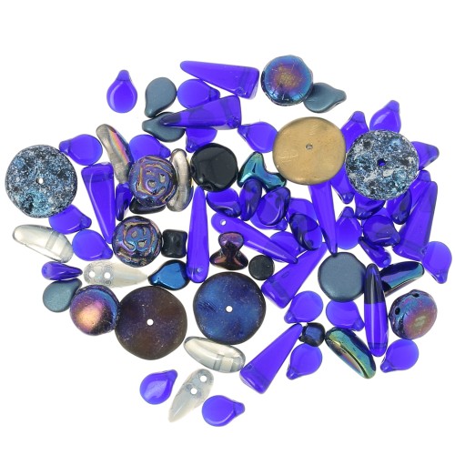 Assortiment de perles de bohème - Metallic Dark Blue x20g