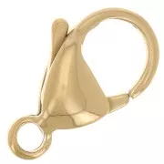 Fermoir mousqueton 15 mm - Fabrication Européenne - Acier inoxydable 316L Doré x1