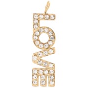 Pendentif Love avec oxydes zirconium 26x7 mm - Acier inoxydable 316L Doré x1
