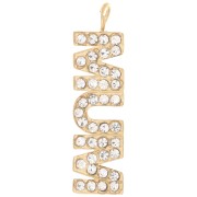 Pendentif Mum avec oxydes zirconium 26x7 mm - Acier inoxydable 316L Doré x1