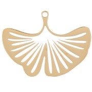 Pendentif feuille de Ginkgo 23x31 mm - Acier inoxydable 316L Doré x1|raw }}