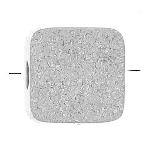 Perle plate carré 5 mm effet diamanté - Acier inoxydable 316L x1