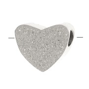 Perle plate coeur 5 mm effet diamantée - Acier inoxydable 316L x1