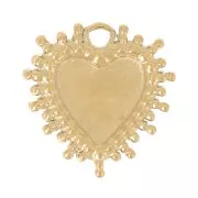 Breloque coeur 10 mm avec des petites boules - Acier inoxydable 304L Doré x1