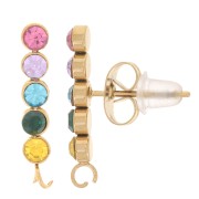 Clous d'oreilles barre et oxydes de zirconium 17.5x3 mm - Acier inox 304L Doré x2