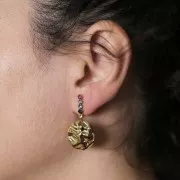 Clous d'oreilles barre et oxydes de zirconium 17.5x3 mm - Acier inox 304L Doré x2