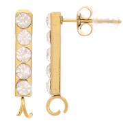 Clous d'oreilles barre 19x3 mm avec oxydes de zirconium - Acier inox 316L Doré x2|raw }}